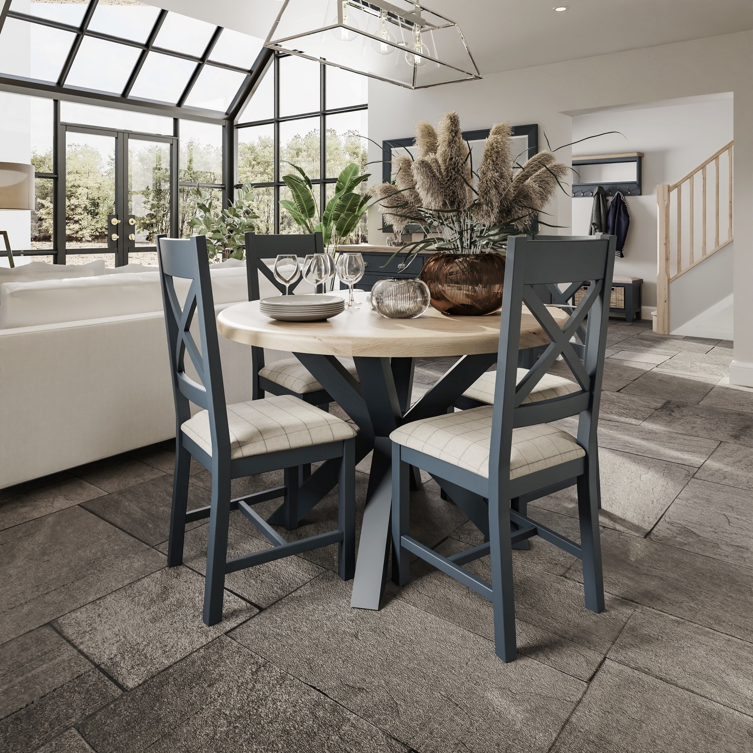 Read more about Oak & blue small round dining table 120cm